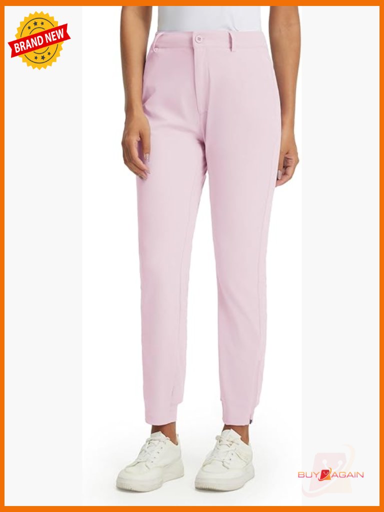 Women's Golf Pants With Pockets Lightweight Quick Dry Joggers Ankle Zip